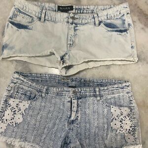 NARA Women's Light blue denim stylish SHORT Shorts BUNDLE of 2 both Sz 16